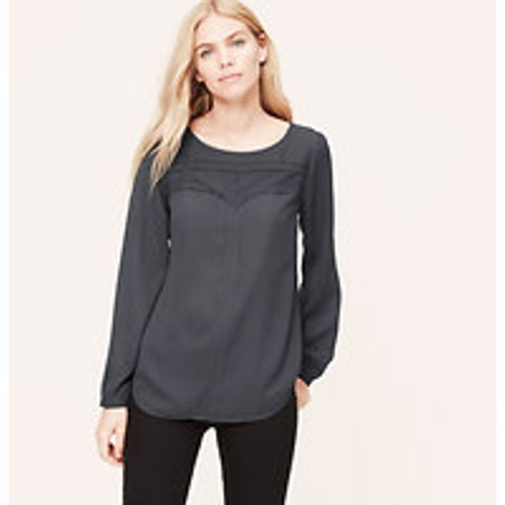 Loft Tucked Yoke Crepe Blouse